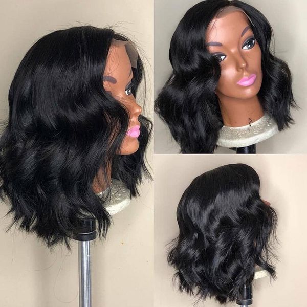 

wavy short bob wig 13*4 lace front human hair wigs for black women charming queen pre plucked peruvian remy hair 150% baby hair