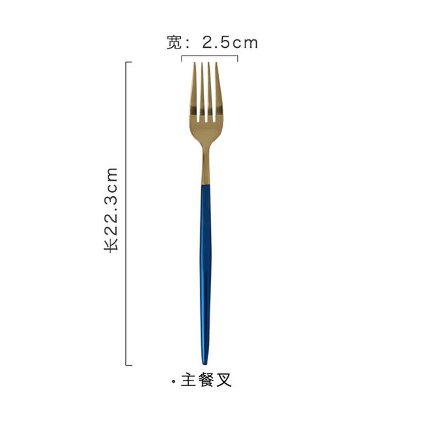 

304 stainless steel titanium plated portuguese blue gold cutlery 4-piece set household creative steak western food