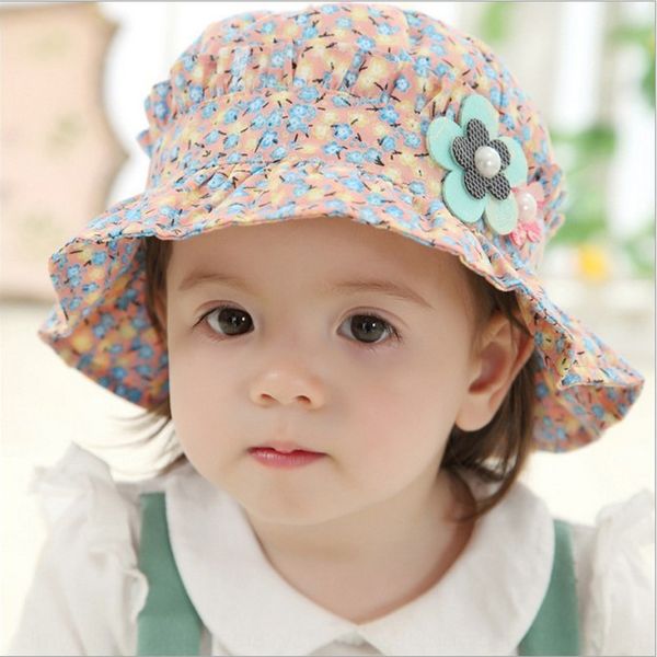 

new korean style baby girl floral pot autumn travel children's travel bucket bucket sun sun hat fisherman hat, Yellow