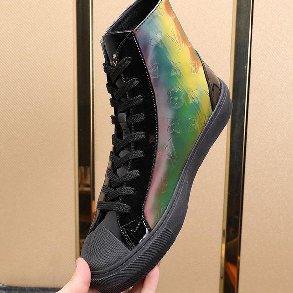 

new arrival tattoo sneaker boot mens shoes lightweight footwears high lace -up sports casual men boots fashion classic chunky sneakers, Black