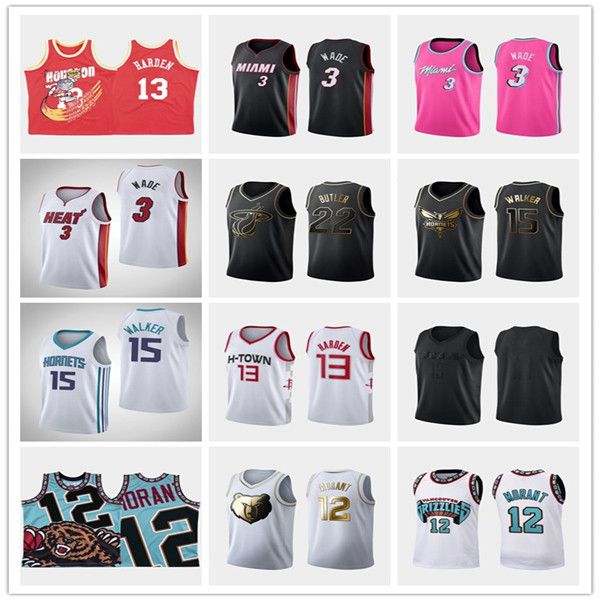 

ncaa 12 morant high school ja 21 embiid 13harden 3 wade 22 butler james joel college basketball city jersey dwyane, Black