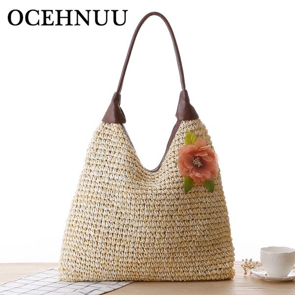 

ocehnuu summer vacation women beach bags straw totes bag 2020 bolsa feminina big fashion women's bags shoulder bag flower zipper