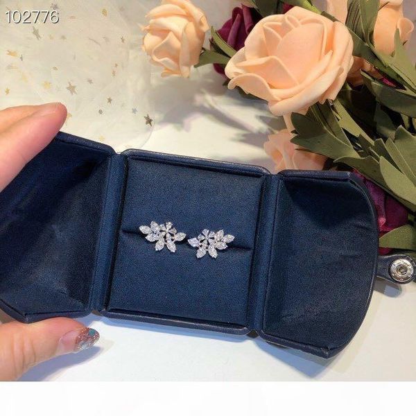 

a luxury classic designer diamond link s925 sterling silver angel swing zircon charm stud earrings for women jewelry, Golden