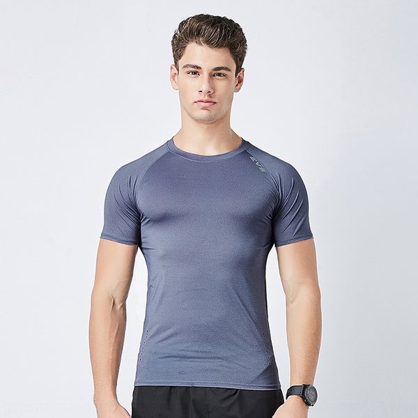 

spuxv summer cool ice silk fabric fitness clothes men's sports t-shirt tights training quick-drying round neck sweatshirt silk t-shirt, Black