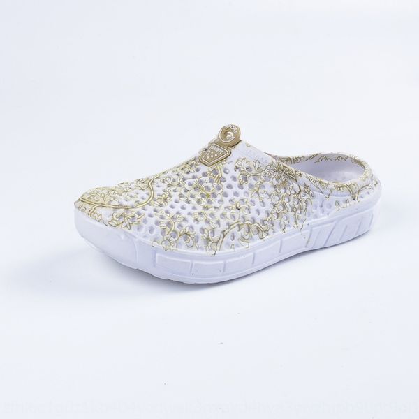 

summer new men's blue and white porcelain women's hole shoes non-slip lightweight breathable beach half-tow large size couple 2439
