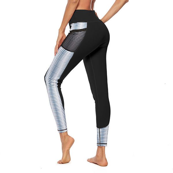 

high waist workout leggings women activewear printing trouser fashion pocket patchwork push up female fitness leggings 2020 new, Black