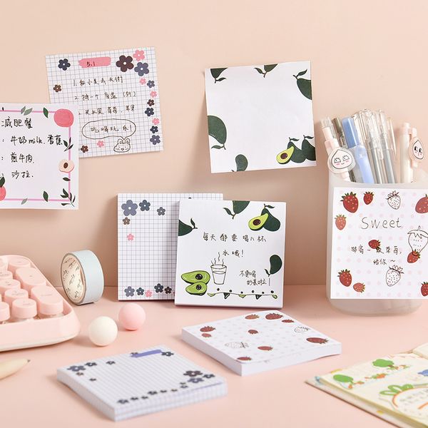 

80 pages/set Korean Fashion Flowers Avocado Fruit Memo Pad Sticky Notes Planner Sticker To Do List Cute Memo Sheet Stationery