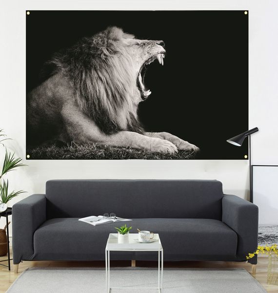 

lion painting hanging flag, living room decoration, sofa background, interior decoration painting, 600d4 buckle 100 * 150cm