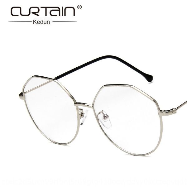 

large polygon frame 30036 metal irregular frame fashion all-match plain lens lens glasses glasses kick-off, Silver