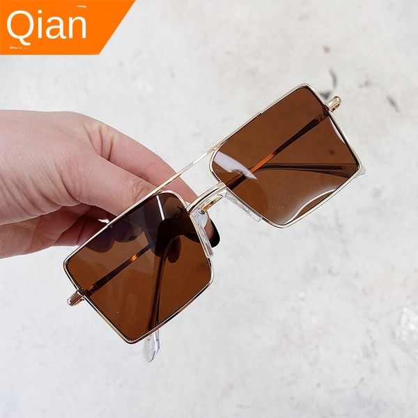 

3u0bw 2020 new personalized children's square sun male and female children's korean style sunglasses large frame concave style sun, Blue