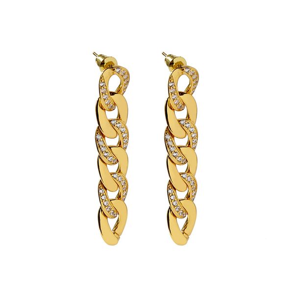

european and american quality high grade sense chain set diamond earrings fashion earrings silver rose gold earring dangle earrings, Golden