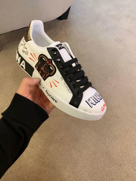 

2020 italy luxury casual shoes for boy men low flat shoes genuine leather mens shoes designers sneakers trainers, Black