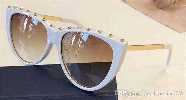 

new fashion women sunglasses 1036 frame plate charming cat eye frame avant-garde design style uv protection eyewear with box, White;black