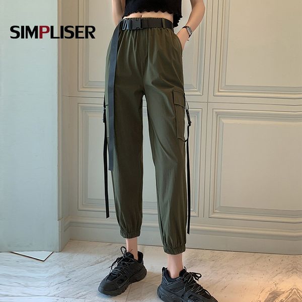 

cargo pants women green black trousers 2020 new female hip hop vogue pant ladies pantalon femme harajuku trousers streetwear, Black;white
