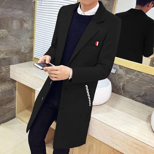 

2020 autumn winter fashion casual trench coat men , warm high-end quality slim dovetsil gabardina larga hombre large size s-5xl, Tan;black