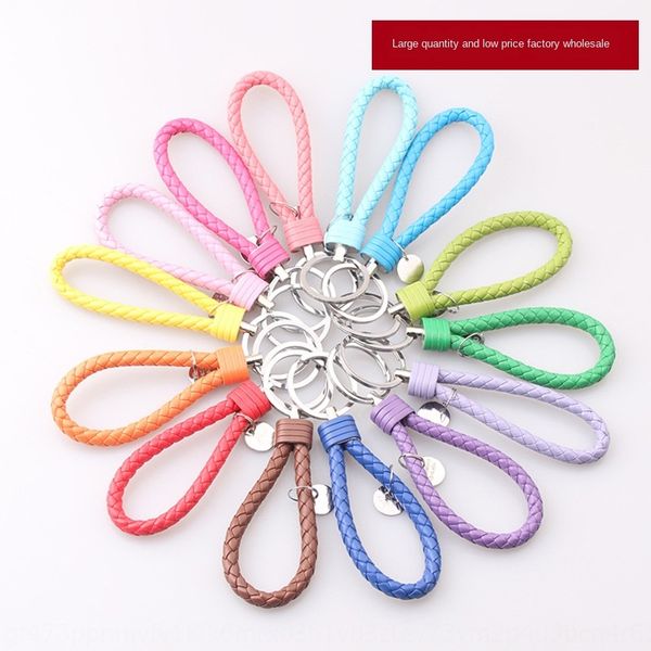 

tcd09 hand-woven leather rope car key men's and women's lovers ring chain gift chain' ring pendant chain creative waist hangi, Silver
