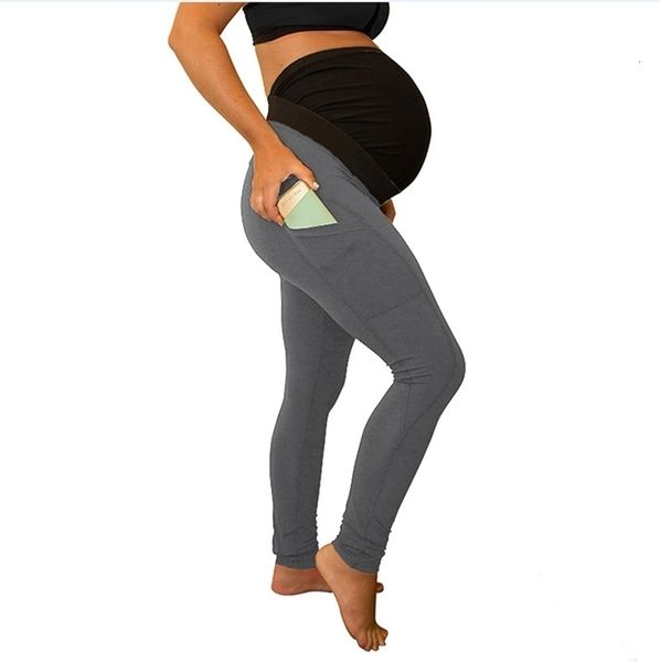 

maternity pant leggings adjustable plus size pregnant women belly winter autumn skinny pants pocket high waist pregnancy elastic, Black