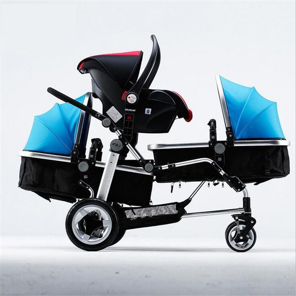 

brand triplets carts for 3 kids strollers babies triplets stroller multi-function trolleys high landscape 0-3 years old aluminum