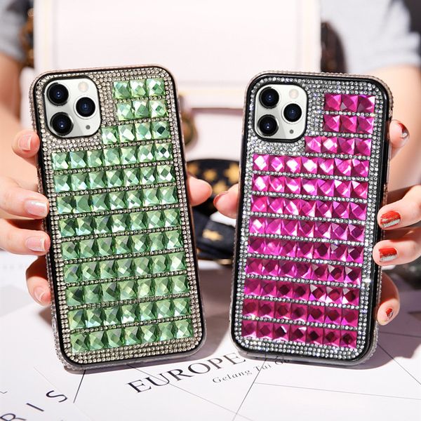

shiny diamond rhinestone phone case cover for iphone 11 pro max 6 6s 7 8plus x xr xs max mixing pc+ tpu protective case for women