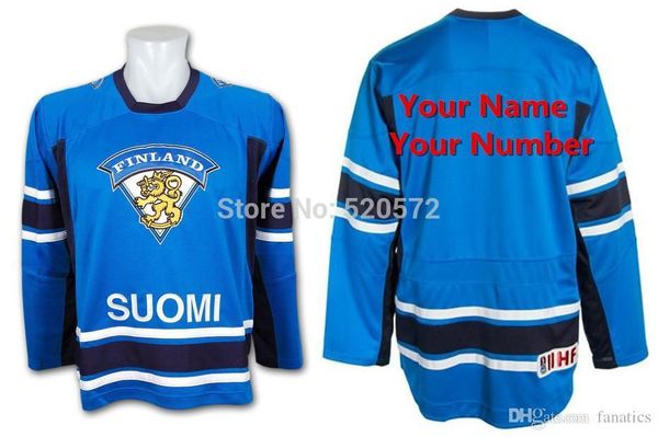 

mens custom suomi team finland iihf swift replica blue hockey jerseys - customized name & number embroidery sewn on xxs-6xl, Black;red