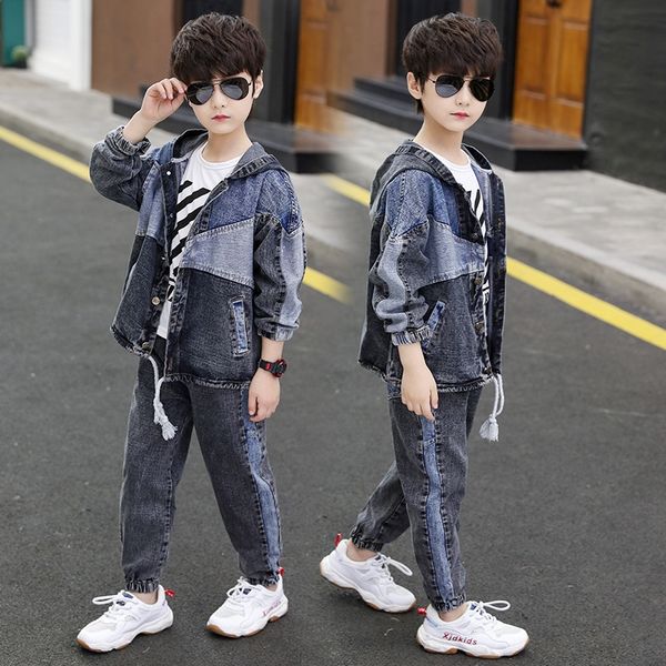 

clothing boy's suit 2020 spring new casual sweater jeans wear children's children's + jeans two-piece set boy's clothes