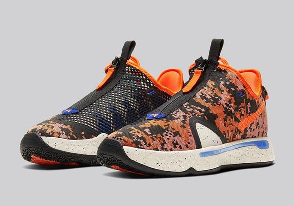 

new pg 4 digi camo paul george zoom basketball shoe fashion 2020 mens trainers athletic sports running shoes for men training with box, Black