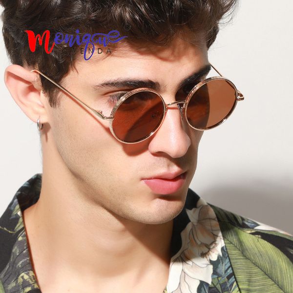 

round vintage sunglasses brand original design black sun glasses female oculos metal eyewear style glasses for woman men driving, White;black