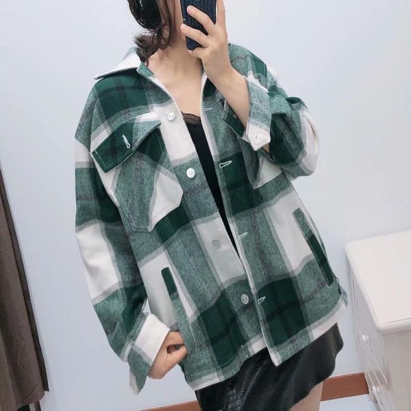 

women winter coats and jackets women cute plaid jacket loose korean jackets ladies oversized jacket winter coats female autumn, Black;brown