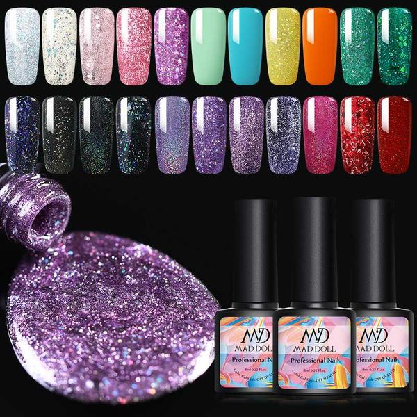 

mad doll смола 8 ml фиолетовый сверкающими uv gel bling блестки для ногтей soak off uv гель лак для ногтей art лакер лак, Red;pink