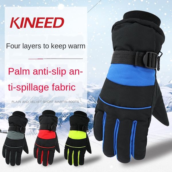 

friendly ride motorcycle winter warm and gloves men' waterproof windproof warm ski gloves thickened velvet outdoor, Blue;gray