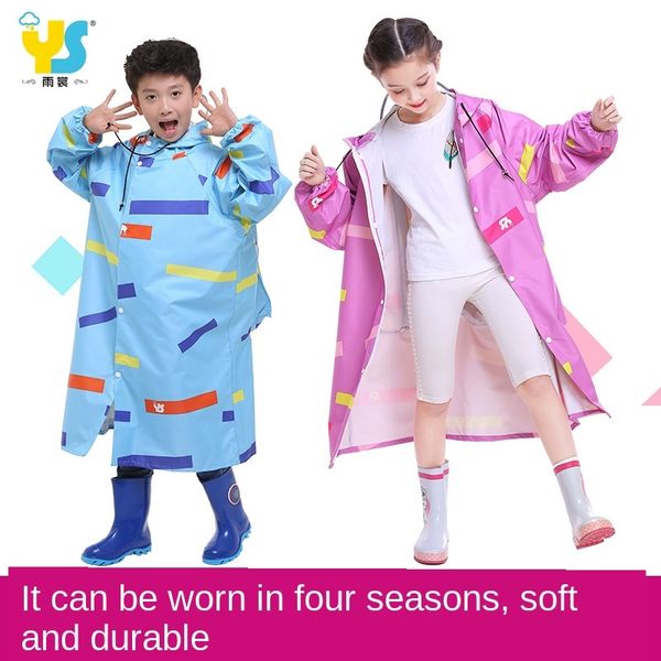 

zvmhl children's bag zippercoat zipperraincoat with schoolbagprimary school studentsgirlsbig childrenone-piece boy's coatzipper st, Black