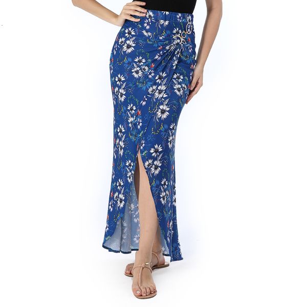 

vfemage women summer boho bohimian solid floral print ruched drape high waist split casual beach party maxi long 2907, Black