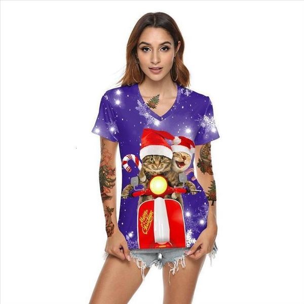 

christmas shirt women casual pattern printing short sleeves shirt tees women female christmas party clothes female t shirt red s 2xl, White