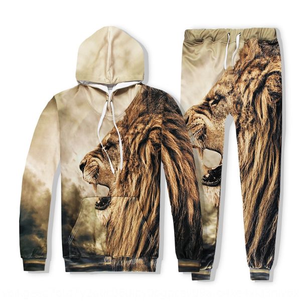 

lion base clothing ball clothes 3d digital printing lion head sweater men's baseball uniform with hat sweater, Black