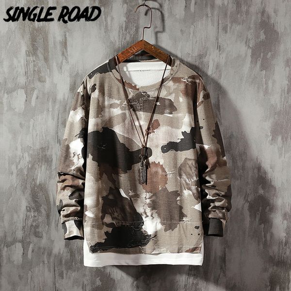 

singleroad crewneck sweatshirt men 2020 oversized camouflage hip hop japanese streetwear harajuku hoodie men sweatshirts hoodies, Black