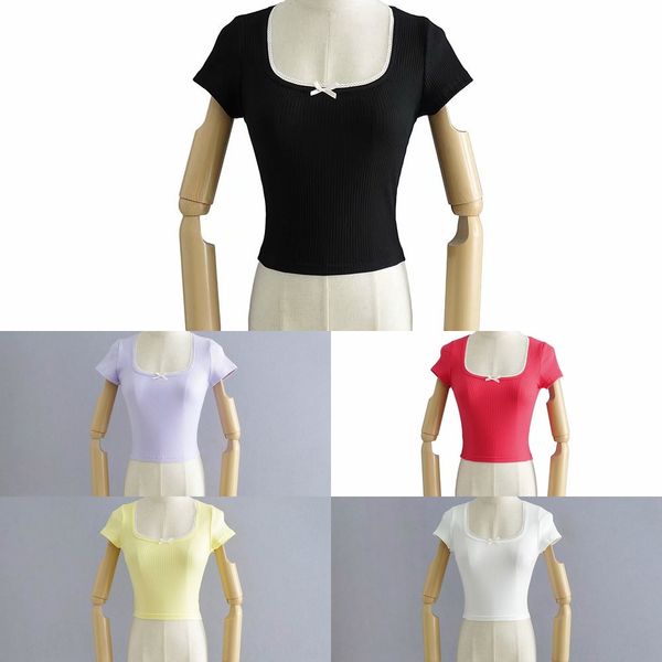 

ncqsw summer new women's fashion stitching short-sleeved -up c6496 summer new t-shirt lace women's fashion lace stitching short-sl, White