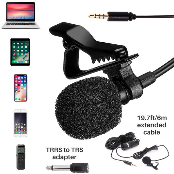 

boya by-m1 3.5mm audio video record lavalier lapel microphone clip on mic for iphone android mac dslr podcast camcorder recorder