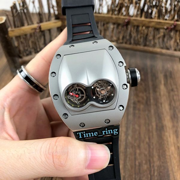

high version rm053 skeleton dial silver steel case automatic mechanical movement rm053 mens watch black rubber strap designer sport watches, Slivery;brown
