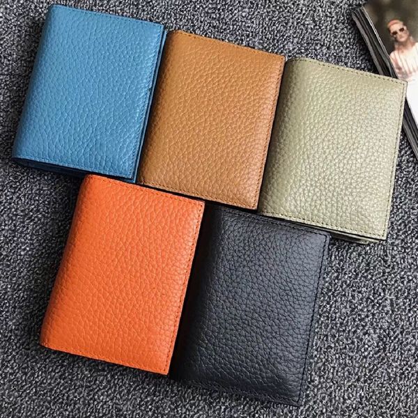 

genuine leather credit card holder wallet with windows id card case business men/women folded small money bag 2021 new arrivals, Red;black