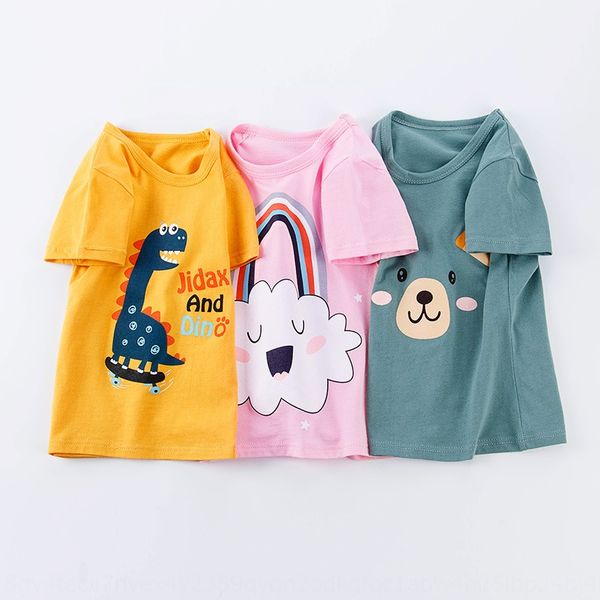 

pure cotton base t-shirt korean style new 2020 summer children's short-sleeved t-shirt for boys and girls top, Blue
