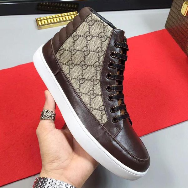 

2021 new arrival men 's high sneaker manner schuhe casual men boots fashion classic lace -up plus size men shoes lightweight luxur, Black