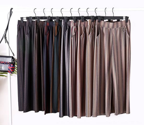 

middle aged women's autumn pants wide leg pantscotton wide leg pants new 2020 high waist l stall selling cropped chinos, Black