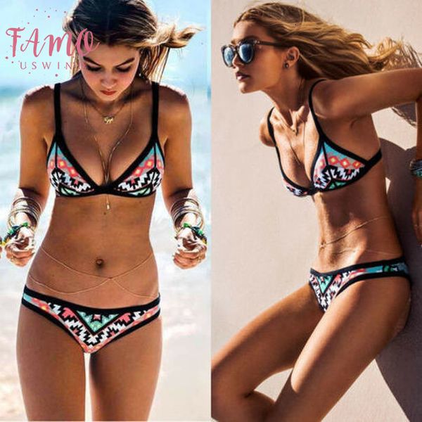 

spandex womens bikini set boho bandage swimwear push up padded bra swimsuit bathing drop shipping, White;black
