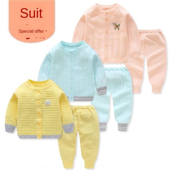 

2019 новой трикотажной одежда вязаного свитера свитер набор базовой рубашка ребенок трикотаж специальная цена для младенцев 0-1 летних одежд, Blue