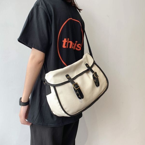 

new men's shoulder bag casual canvas bag messenger korean fashion student large capacity shoulder boy messenger