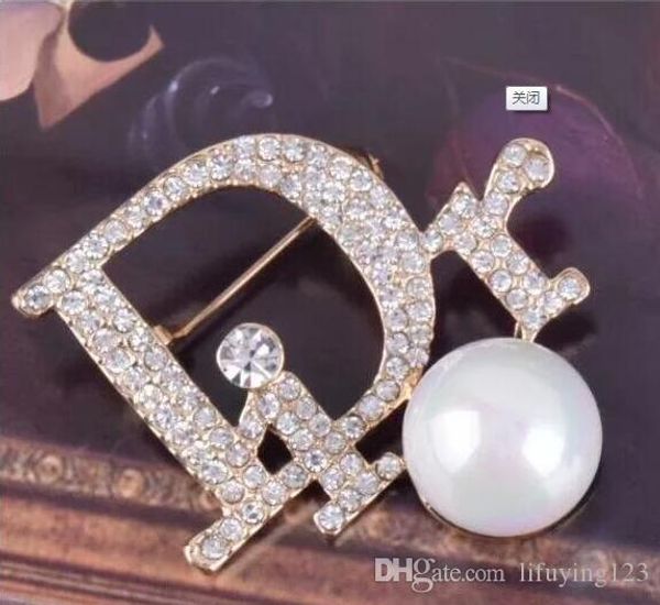 

fashion europe and america luxury designer pins brooches gold plated latter brooches pins for men women for party wedding nice gift 255, Gray