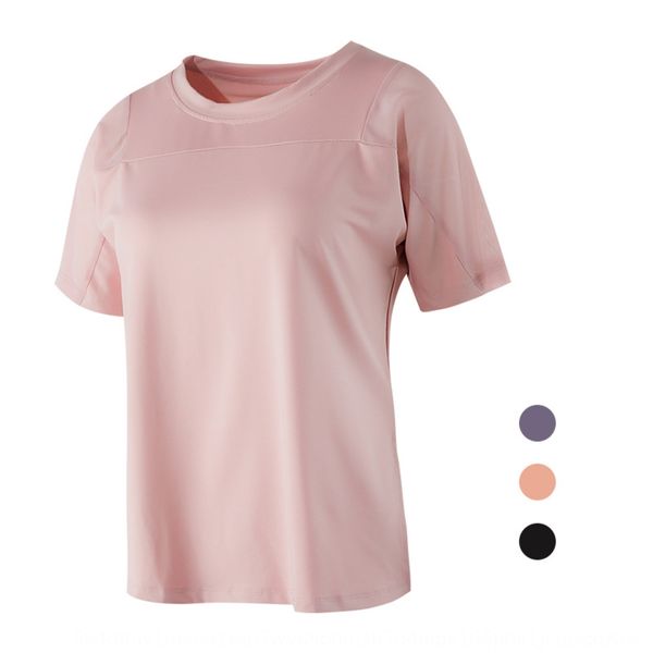 

yrpgl kaixuan silk short-sleeved t-shirt quick-drying training fitness clothing sports t-shirt women's loose fitness professional yoga, Black