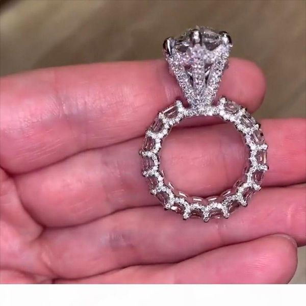 

10ct большой бриллиантовое кольцо vintage ювелирные изделия стерлингового серебра 925 уникальный коктейль груша cut белый топаз драгоценные, Slivery;golden