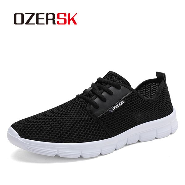 

ozersk men casual shoes plus size 47 48 new summer breathable sneakers male lightweight trainers mesh men shoes hombre zapatos, Black