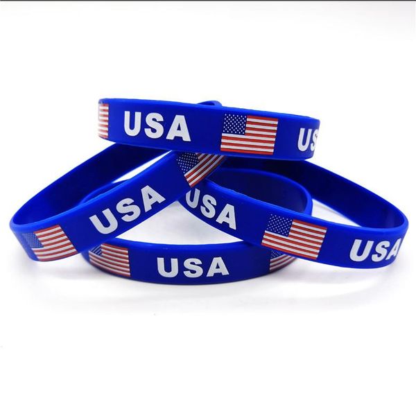 

dhl shipping trump pence usa flag wristband silicone bracelet women men rubber bracelets wristband bangles fy6082, White